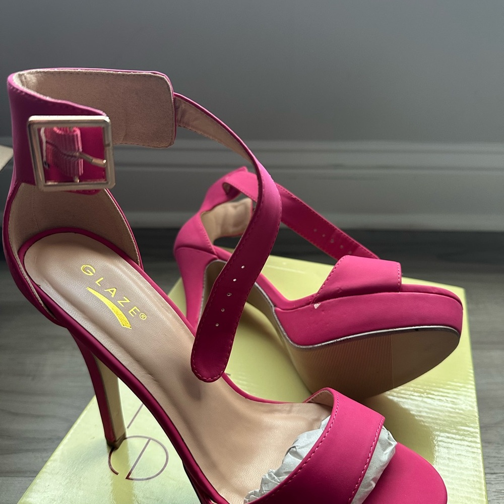 Glaze Hot Pink Platform Ankle-Strap Heels